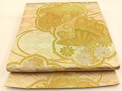 平和屋着物◎六通柄袋帯　鳳凰花蝶文　金銀糸　正絹　逸品　BAAW0540hj