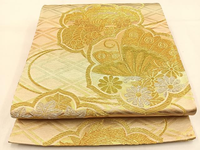 平和屋着物◎六通柄袋帯　鳳凰花蝶文　金銀糸　正絹　逸品　BAAW0540hj