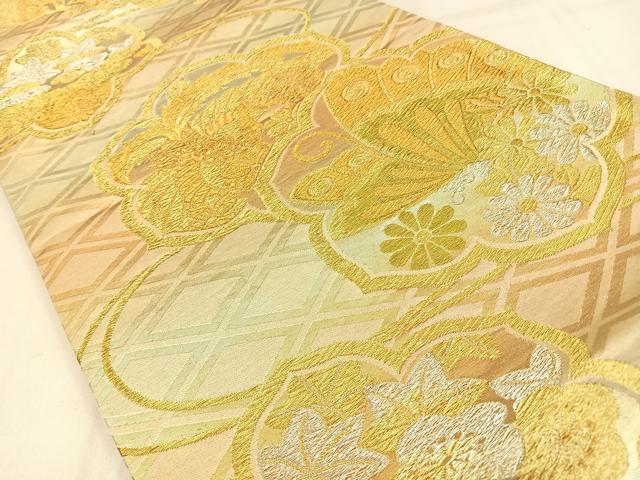 平和屋着物◎六通柄袋帯　鳳凰花蝶文　金銀糸　正絹　逸品　BAAW0540hj