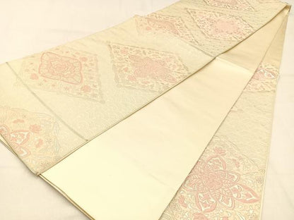 平和屋着物◎六通柄袋帯　唐織　宝相華　銀糸　正絹　逸品　BAAW0561hj