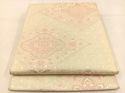 平和屋着物◎六通柄袋帯　唐織　宝相華　銀糸　正絹　逸品　BAAW0561hj