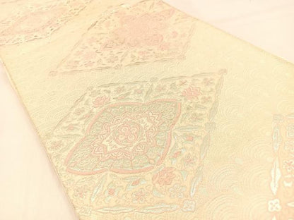 平和屋着物◎六通柄袋帯　唐織　宝相華　銀糸　正絹　逸品　BAAW0561hj