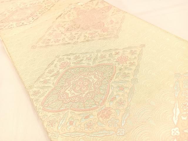 平和屋着物◎六通柄袋帯　唐織　宝相華　銀糸　正絹　逸品　BAAW0561hj