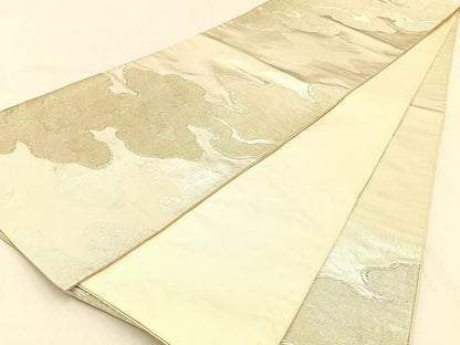 平和屋着物◎六通柄　京袋帯　道長文様　銀糸　正絹　逸品　BAAW0565hj