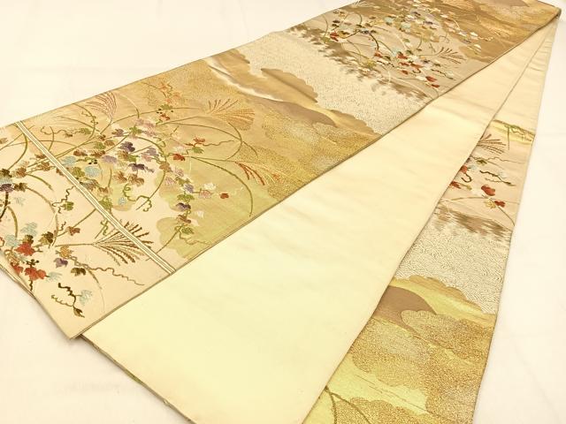 平和屋着物◎六通柄袋帯　唐織　蔦の葉文　金糸　正絹　逸品　BAAW0566hj