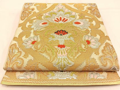 平和屋着物◎六通柄　本袋帯　宝相華　金銀糸　正絹　逸品　BAAW0567hj