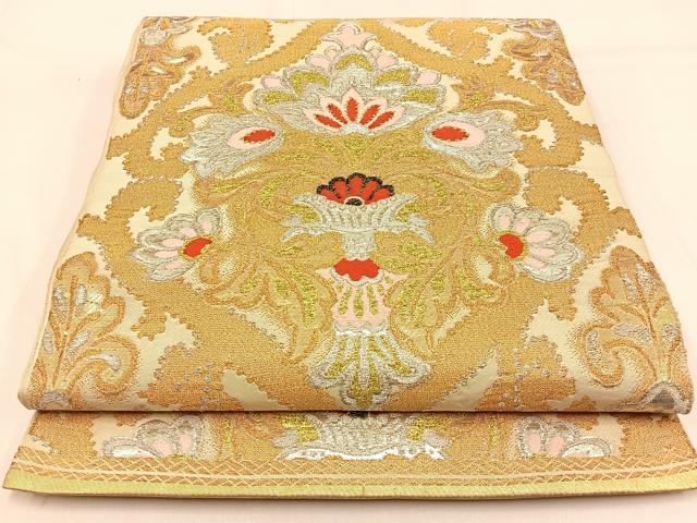 平和屋着物◎六通柄　本袋帯　宝相華　金銀糸　正絹　逸品　BAAW0567hj