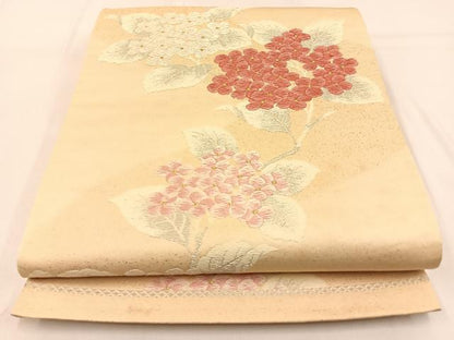 平和屋着物◎六通柄袋帯　唐織　紫陽花　金銀糸　正絹　逸品　BAAW0575hj