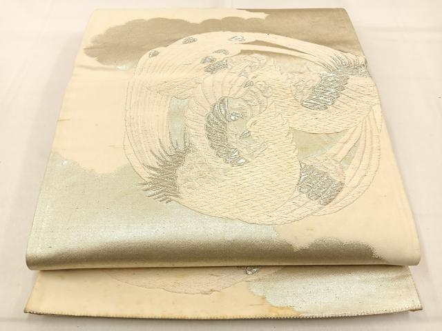 平和屋着物◎西陣 加島織物謹製 六通柄袋帯 唐織 鳳凰 銀糸 証紙付き 正絹 逸品 BAAW0586hj