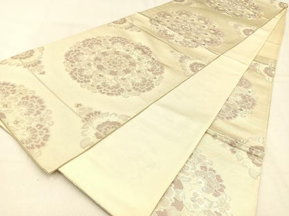 平和屋着物◎六通柄袋帯　宝相華　銀糸　正絹　逸品　BAAW0588hj