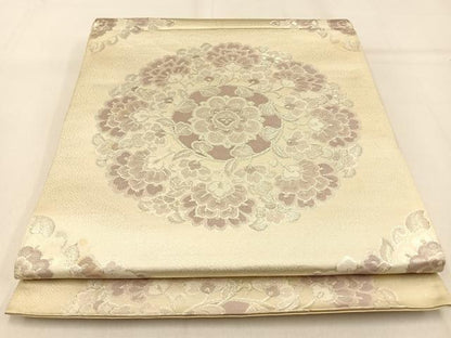 平和屋着物◎六通柄袋帯　宝相華　銀糸　正絹　逸品　BAAW0588hj
