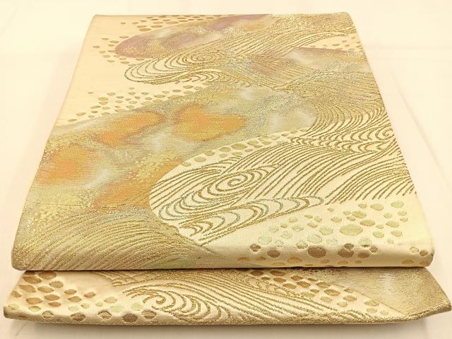 平和屋着物◎六通柄袋帯　流水文　金銀糸　正絹　逸品　BAAW0595hj