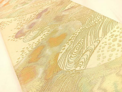 平和屋着物◎六通柄袋帯　流水文　金銀糸　正絹　逸品　BAAW0595hj