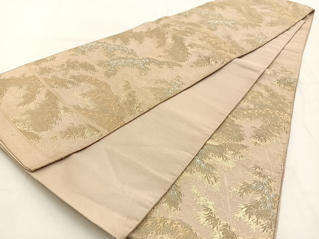 平和屋着物◎六通柄袋帯　笹竹文　金銀糸　正絹　逸品　BAAW0602hj