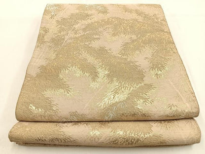 平和屋着物◎六通柄袋帯　笹竹文　金銀糸　正絹　逸品　BAAW0602hj