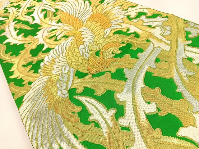 平和屋着物◎西陣　服部織物謹製　六通柄袋帯　白鳥緞子　鳳凰　金銀糸　正絹　逸品　BAAW0607hj