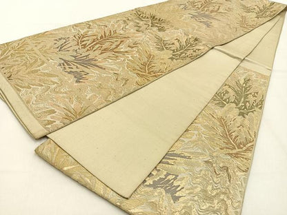 平和屋着物◎六通柄　京袋帯　松葉　金糸　正絹　逸品　BAAW0608hj