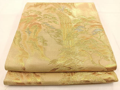 平和屋着物◎六通柄袋帯 滝 金銀糸 引箔 正絹 逸品 BAAW0619hj