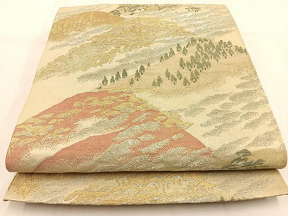 平和屋着物◎六通柄袋帯 樹林文 金銀糸 正絹 逸品 BAAW0627hj