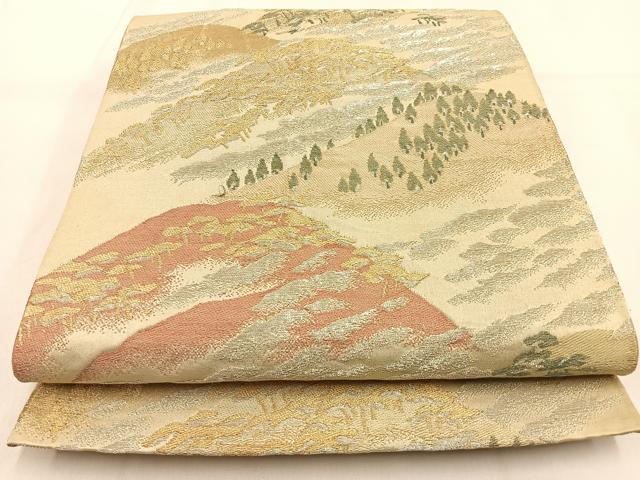 平和屋着物◎六通柄袋帯 樹林文 金銀糸 正絹 逸品 BAAW0627hj