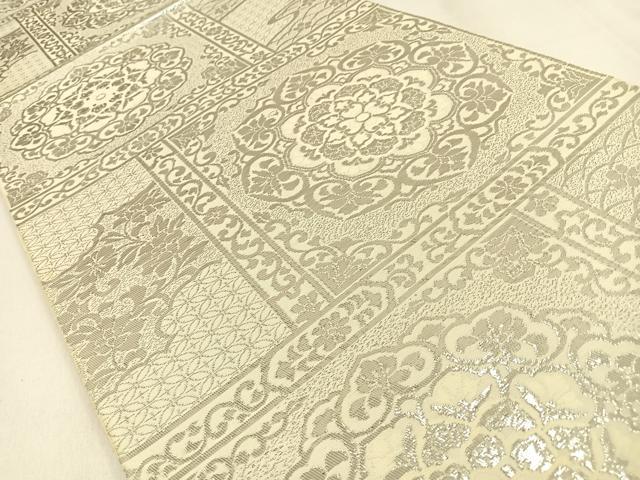 平和屋着物◎西陣 六通柄 本袋帯 正倉院花文 プラチナ箔 正絹 逸品 BAAW0629hj