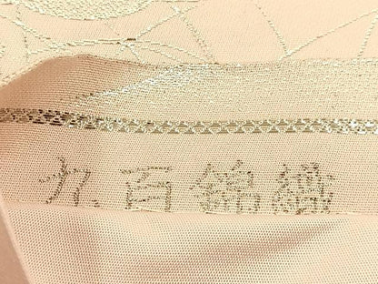 平和屋着物◎六通柄袋帯 牡丹浜松文 九百錦織 プラチナ二重箔 正絹 逸品 BAAW0635hj
