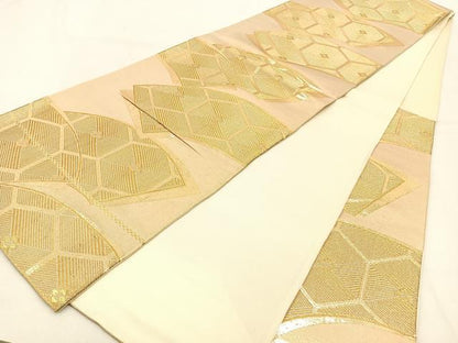平和屋着物◎六通柄袋帯 地紙重ね亀甲文 金糸 正絹 逸品 BAAW0646hj