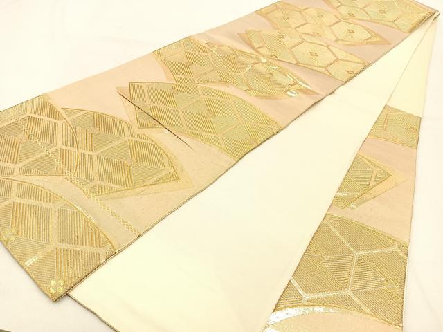 平和屋着物◎六通柄袋帯 地紙重ね亀甲文 金糸 正絹 逸品 BAAW0646hj