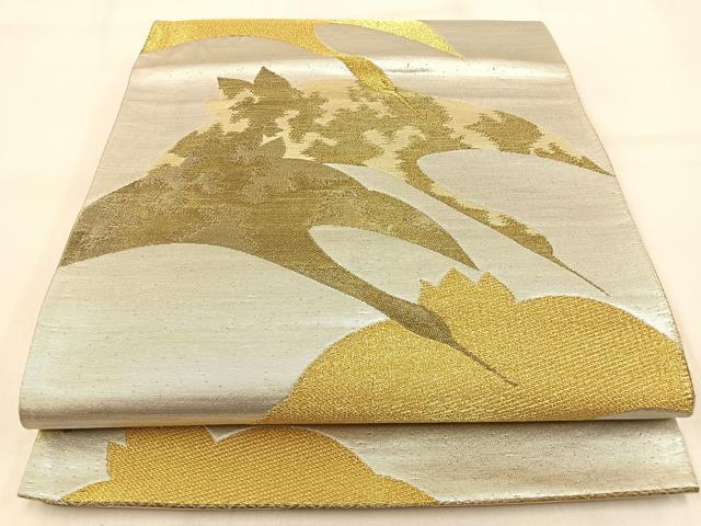 平和屋着物◎六通柄袋帯 飛鶴文 金銀糸 正絹 逸品 BAAW0648hj
