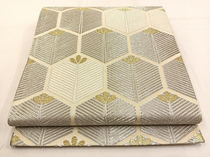 平和屋着物◎六通柄袋帯 亀甲松葉文 金銀糸 正絹 逸品 BAAW0649hj