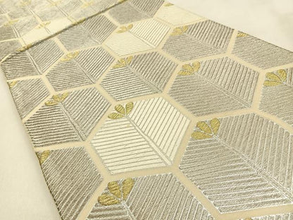 平和屋着物◎六通柄袋帯 亀甲松葉文 金銀糸 正絹 逸品 BAAW0649hj