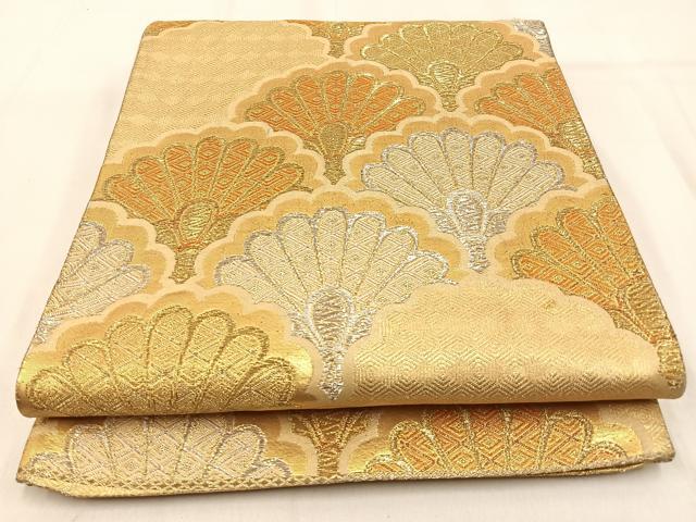 平和屋着物◎六通柄袋帯 菊青海波 金銀糸 正絹 逸品 BAAW0652hj