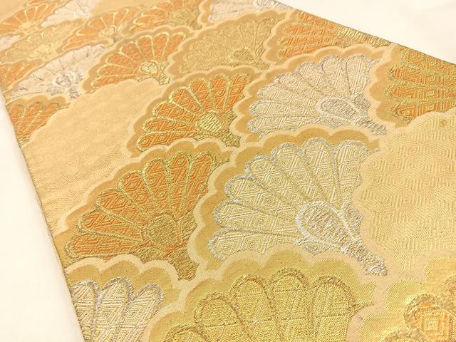 平和屋着物◎六通柄袋帯 菊青海波 金銀糸 正絹 逸品 BAAW0652hj