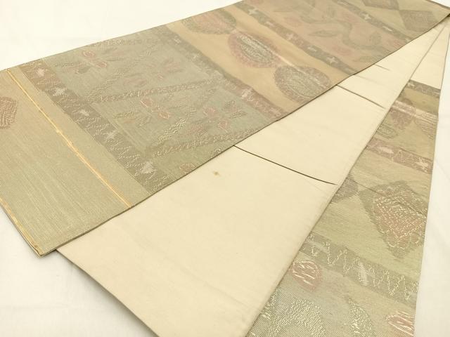 平和屋着物◎六通柄袋帯　抽象文様　金糸　正絹　逸品　BAAW0654hj
