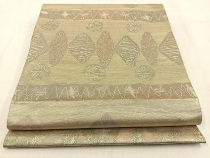 平和屋着物◎六通柄袋帯　抽象文様　金糸　正絹　逸品　BAAW0654hj