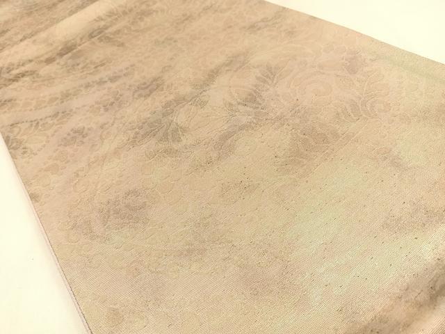 平和屋着物◎六通柄袋帯　飾花文　引箔　正絹　逸品　BAAW0659hj