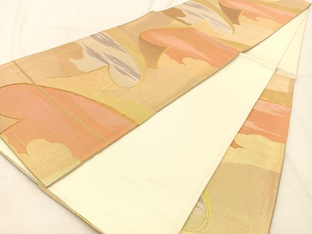 平和屋着物◎六通柄袋帯 絵巻 金糸 正絹 逸品 BAAW0665hj