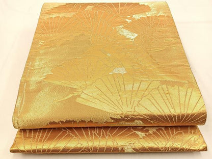 平和屋着物◎六通柄袋帯　鳳凰松文　金糸　正絹　逸品　BAAW0669hj