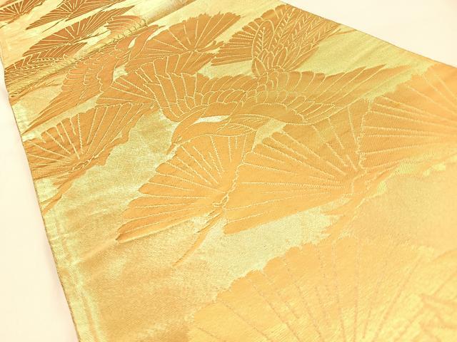 平和屋着物◎六通柄袋帯　鳳凰松文　金糸　正絹　逸品　BAAW0669hj