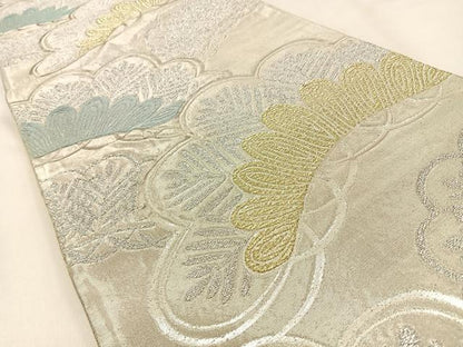 平和屋着物◎六通柄袋帯　唐織　松　金銀糸　正絹　逸品　BAAW0670hj