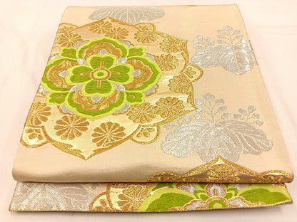 平和屋着物◎六通柄袋帯 唐織 正倉院菊桐文 金銀糸 正絹 逸品 BAAW0673hj