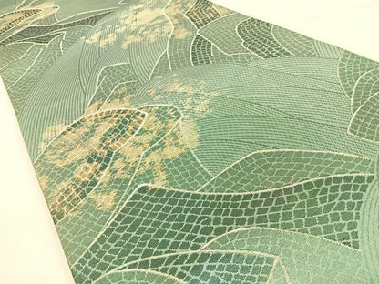 平和屋着物◎六通柄袋帯　抽象文様　金糸　正絹　逸品　BAAW0676hj