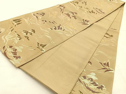 平和屋着物◎六通柄袋帯 唐織 浜松文 金糸 正絹 逸品 BAAW0682hj