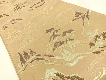 平和屋着物◎六通柄袋帯 唐織 浜松文 金糸 正絹 逸品 BAAW0682hj