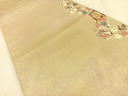 平和屋着物◎六通柄袋帯　唐織　大名行列　金糸　引箔　正絹　逸品　BAAW0696hj