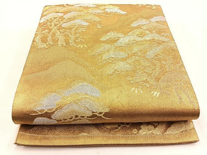 平和屋着物◎六通柄袋帯 松 金銀糸 正絹 逸品 BAAW0700hj
