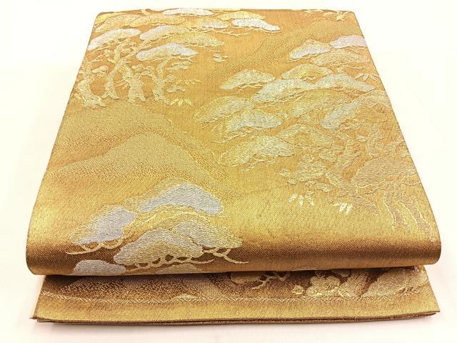 平和屋着物◎六通柄袋帯 松 金銀糸 正絹 逸品 BAAW0700hj