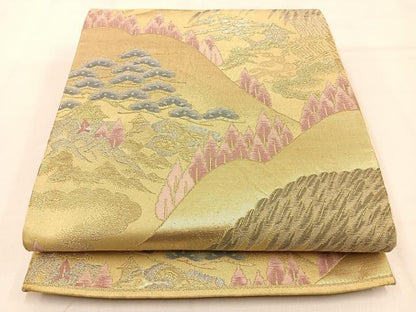 平和屋着物◎六通柄袋帯 御所解文 金銀糸 正絹 逸品 BAAW0710hj