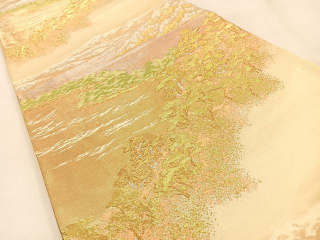平和屋着物◎六通柄袋帯　風景文　金銀糸　正絹　逸品　BAAW0717hj