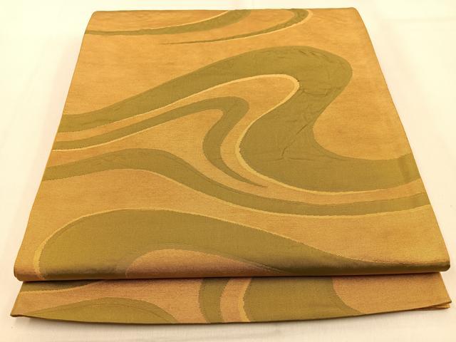 平和屋着物◎六通柄袋帯　ふくれ織　流水文　正絹　逸品　BAAW0719hj